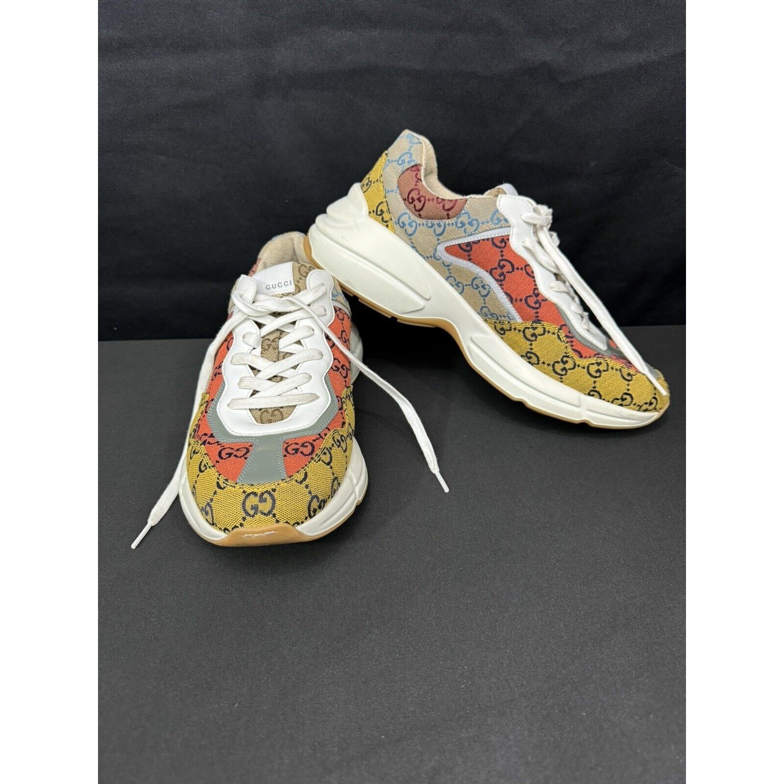 Gucci Rython Sneakers / Yellow Multi Color / Mens 11 / Gg Monogram / Pre